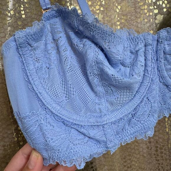 Aerie Light Blue Lace Underwire Balconette Bra 36B NWT - Picture 3 of 7